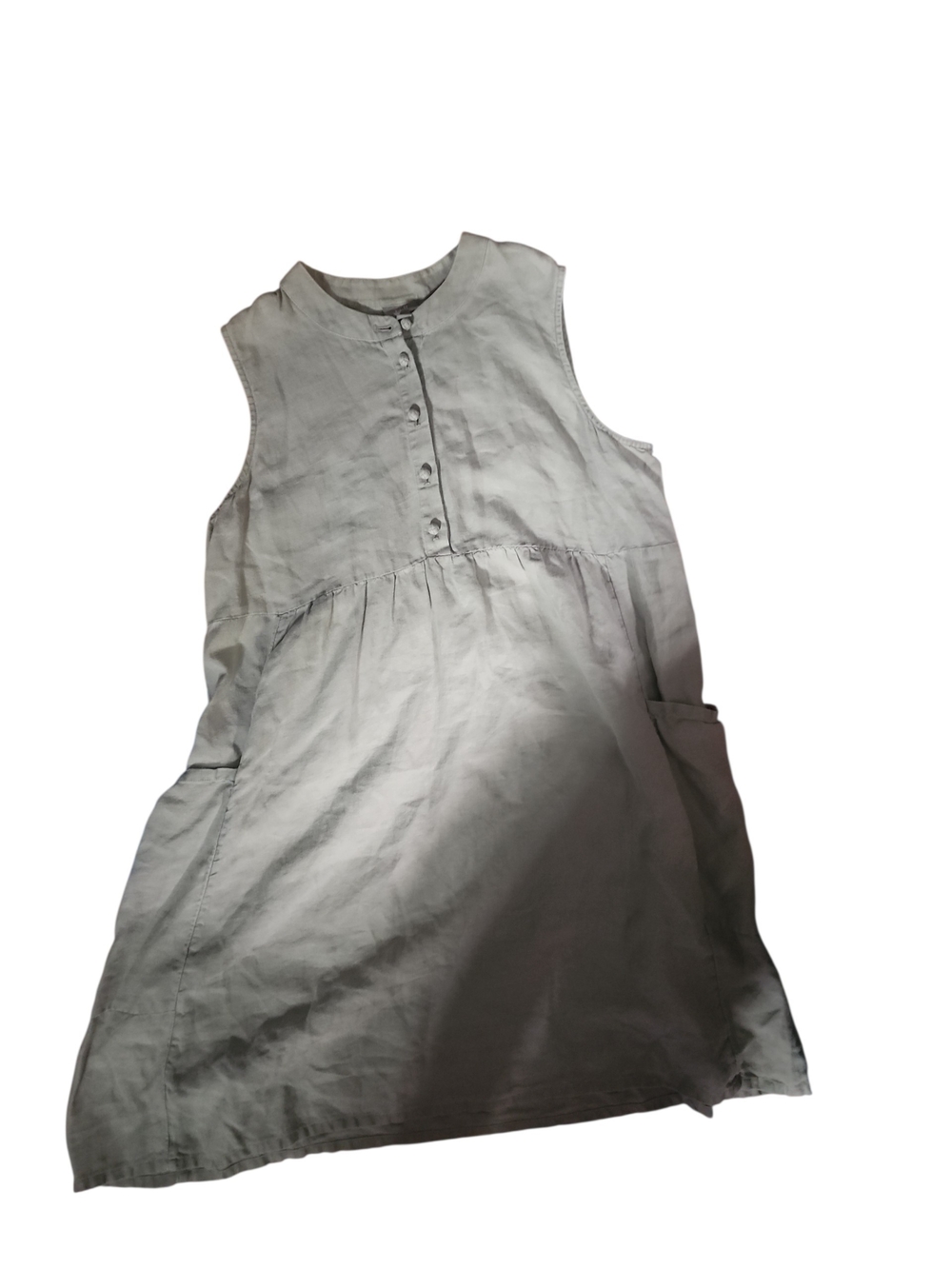 J. Jill Light Gray Sleeveless Button-Front Casual Dress